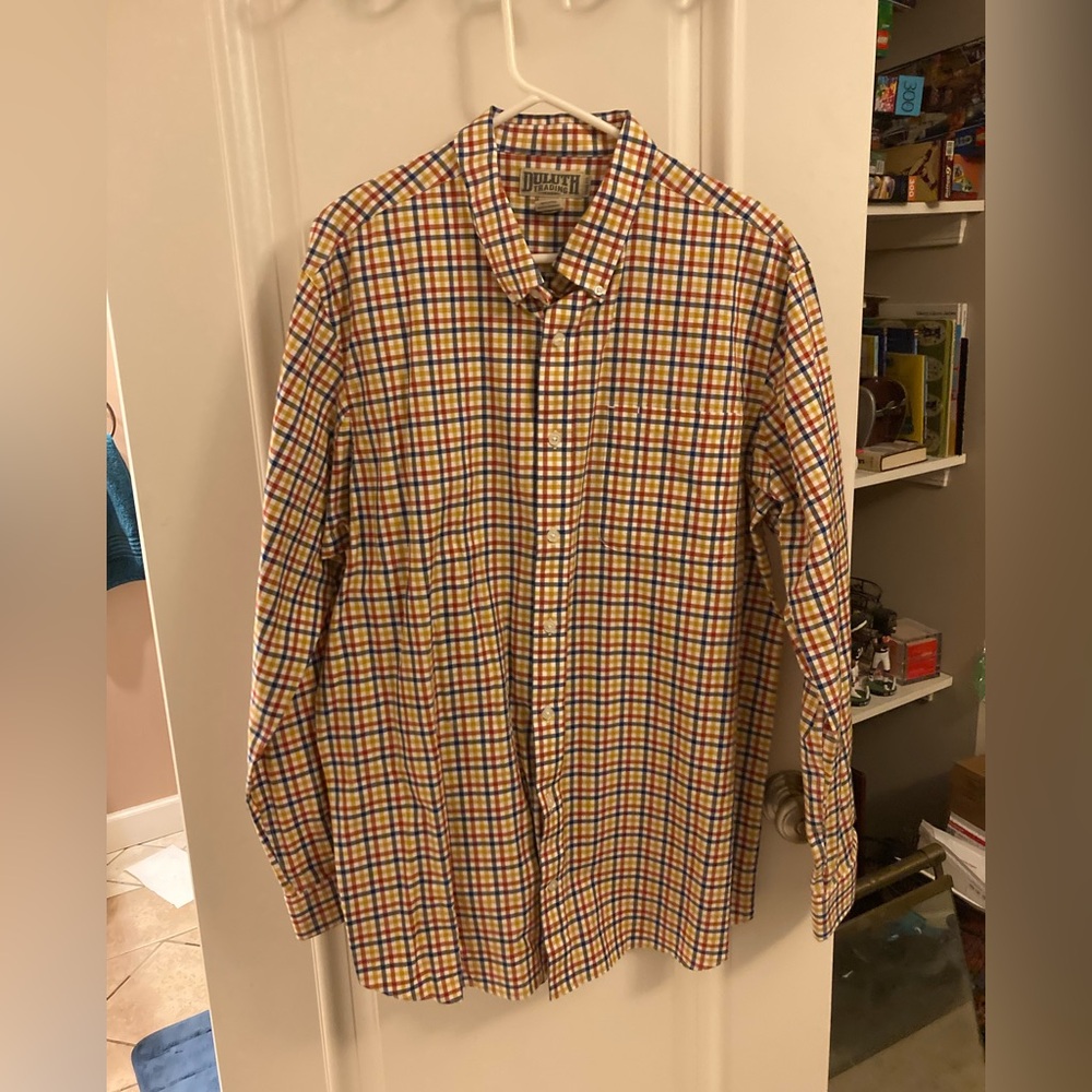 Duluth big and tall trim fit long sleeve plaid button down shirt